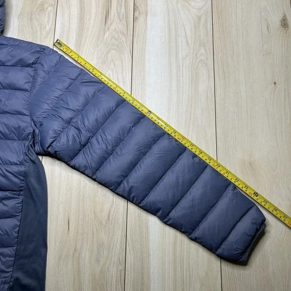 Eddie Bauer 550 Down Puffer Jacket Mens Medium Gray Hooded Lightweight Packable - Picture 8 of 14